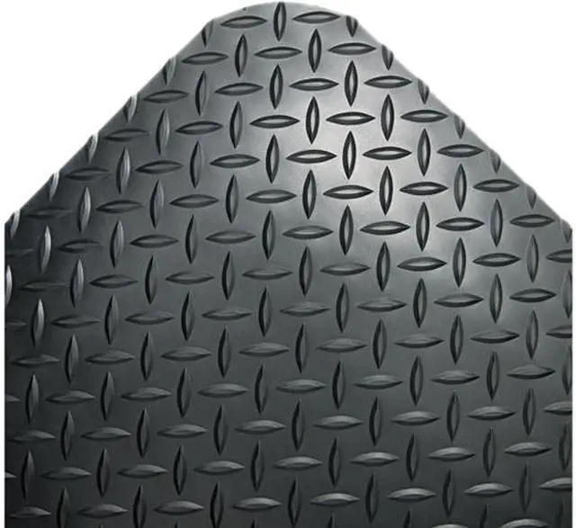 Main image of Crown                                    Industrial Deck Plate Anti-Fatigue Mat, Vinyl, 24 x 36, Black