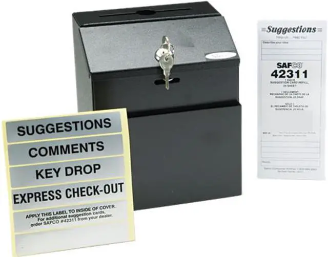 Main image of Safco 4232BL Steel Suggestion/Key Drop Box with Locking Top, 7 x 6 x 8-1/2