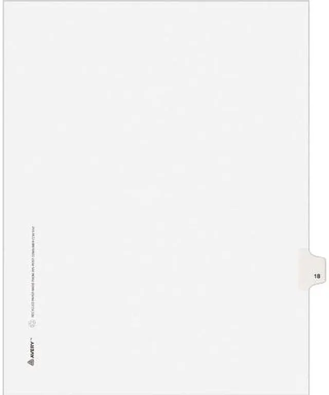 Main image of Avery 01018 Avery-Style Legal Side Tab Divider, Title: 18, Letter, White, 25/Pack