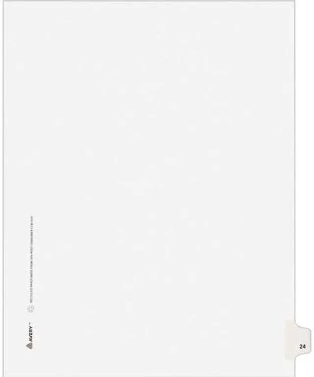 Main image of Avery 01024 Avery-Style Legal Side Tab Divider, Title: 24, Letter, White, 25/Pack