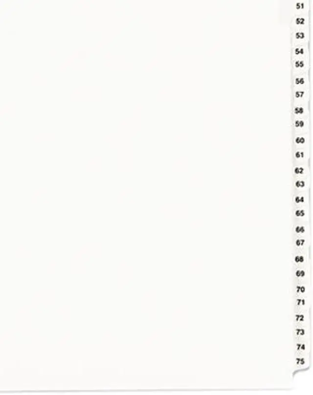 Main image of Avery 01332 Avery-Style Legal Side Tab Divider, Title: 51-75, Letter, White, 1 Set