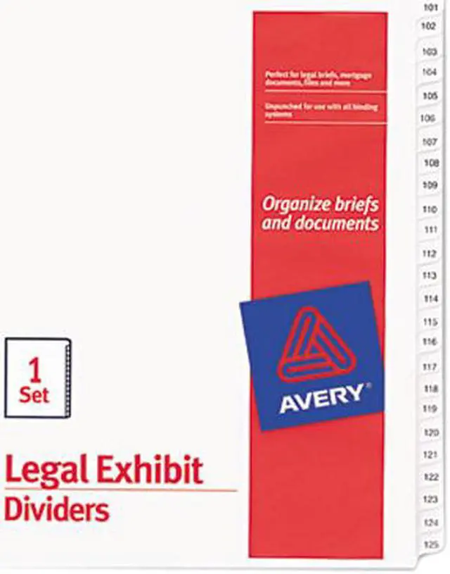 Main image of Avery 01705 Allstate-Style Legal Side Tab Dividers, 25-Tab, 101-125, Letter, White, 25/Set