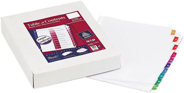 Main image of Avery 11169 Ready Index Table/Contents Dividers, 10-Tab, 1-10, Letter, Assorted, 24 Sets/Box