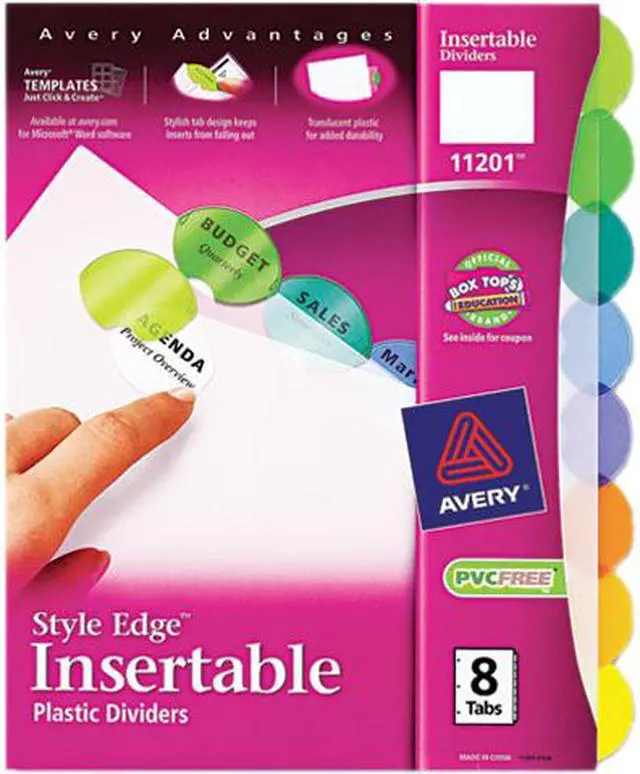 Main image of Avery 11201 Style Edge Insertable Reference Dividers, 8-Tab, Letter, Assorted, 8/Set