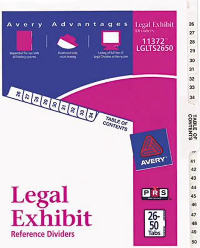 Main image of Avery 11372 Premium Collated Legal Dividers Avery Style, Letter Size, 26-50 & Table of Contents Tab Set (11372)