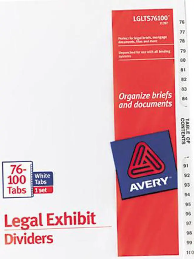 Main image of Avery 11397 Premium Collated Legal Dividers Avery Style, Letter Size, 76-100 & Table of Contents Tab Set (11397)