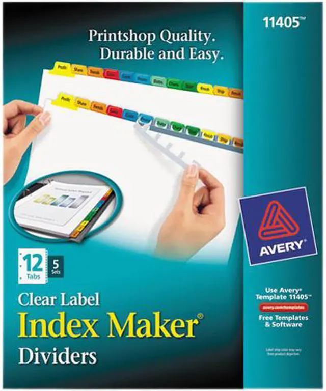 Main image of Avery 11405 Index Maker Dividers, Multicolor 12-Tab, Letter, 5 Sets/Pack