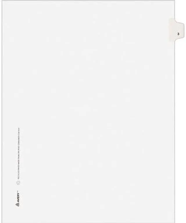 Main image of Avery 11913 Avery-Style Legal Side Tab Divider, Title: 3, Letter, White, 25/Pack
