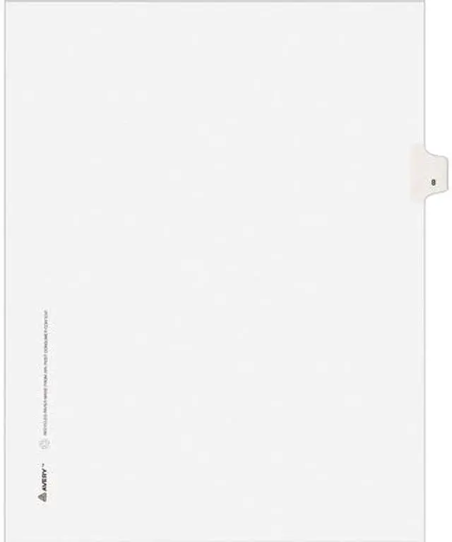 Main image of Avery 11918 Avery-Style Legal Side Tab Divider, Title: 8, Letter, White, 25/Pack