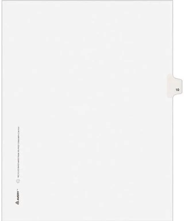 Main image of Avery 11920 Avery-Style Legal Side Tab Divider, Title: 10, Letter, White, 25/Pack