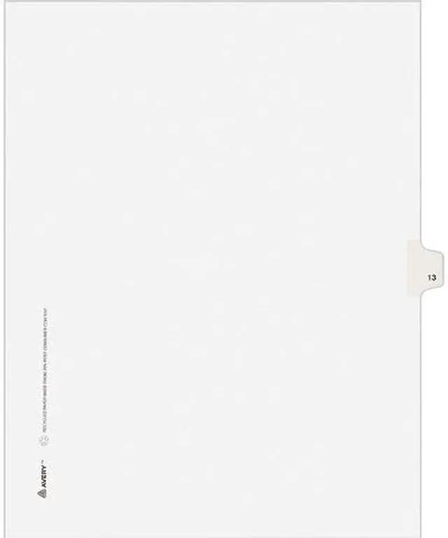 Main image of Avery 11923 Avery-Style Legal Side Tab Divider, Title: 13, Letter, White, 25/Pack