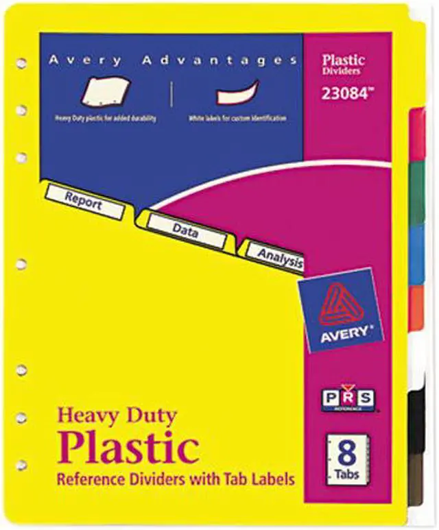 Main image of Avery 23084 Heavy-Duty Plastic Dividers, 8-Tab Set, Multicolor (23084)