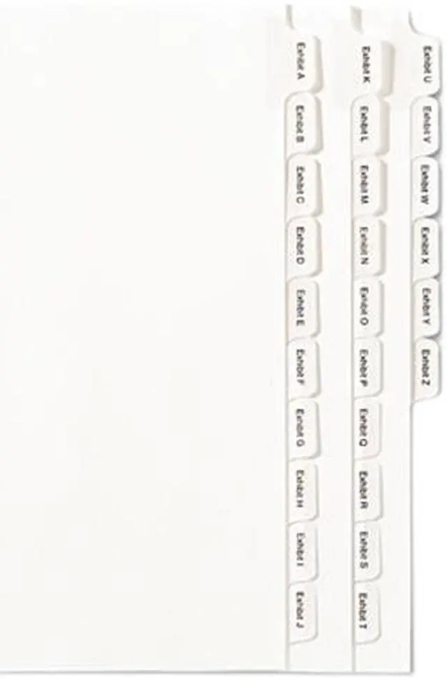 Main image of Avery 82105 Allstate-Style Legal Index Dividers, 25-Tab, Exhibit A-Z, Letter, White, 26/Pack