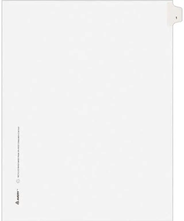 Main image of Avery 82199 Allstate-Style Legal Side Tab Divider, Title: 1, Letter, White, 25/Pack