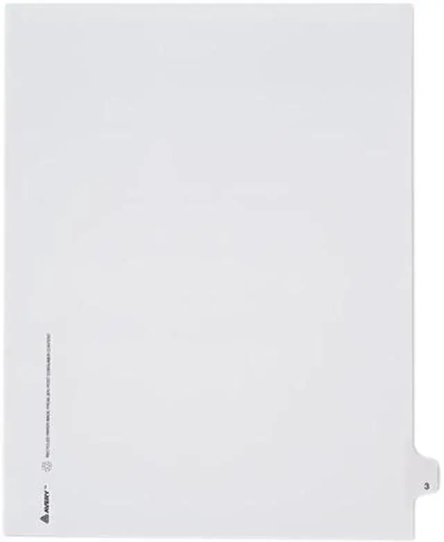 Main image of Avery 82201 Allstate-Style Legal Side Tab Divider, Title: 3, Letter, White, 25/Pack