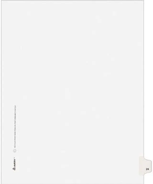 Main image of Avery 82222 Allstate-Style Legal Side Tab Divider, Title: 24, Letter, White, 25/Pack