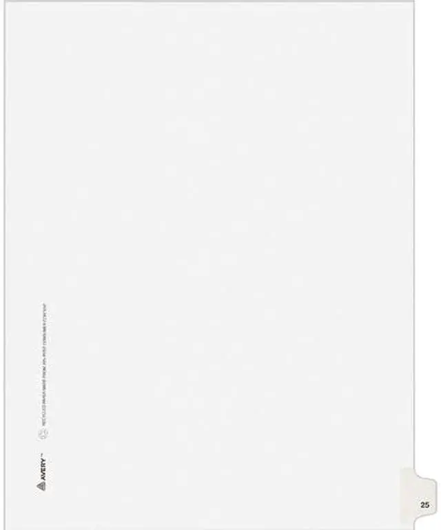 Main image of Avery 82223 Allstate-Style Legal Side Tab Divider, Title: 25, Letter, White, 25/Pack