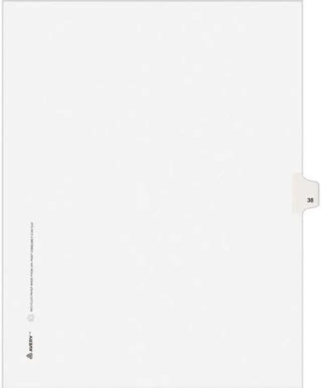 Main image of Avery 82236 Allstate-Style Legal Side Tab Divider, Title: 38, Letter, White, 25/Pack