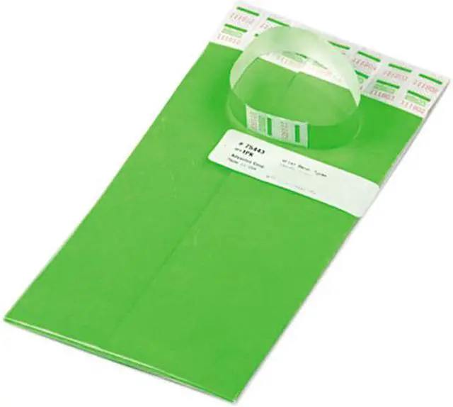 Main image of Advantus 75443 Crowd Management Wristbands, Sequentially Numbered, Green, 100/Pack