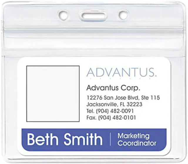 Main image of Advantus 75523 Resealable ID Badge Holder, Horizontal, 3 3/4w x 2 5/8h, Clear, 50/Pack