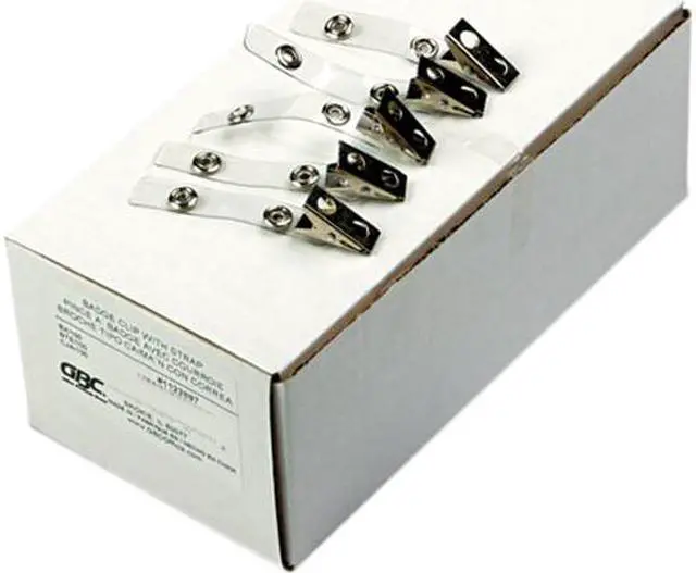Main image of Badge Clip with Mylar Strap, Silver, 100/Box