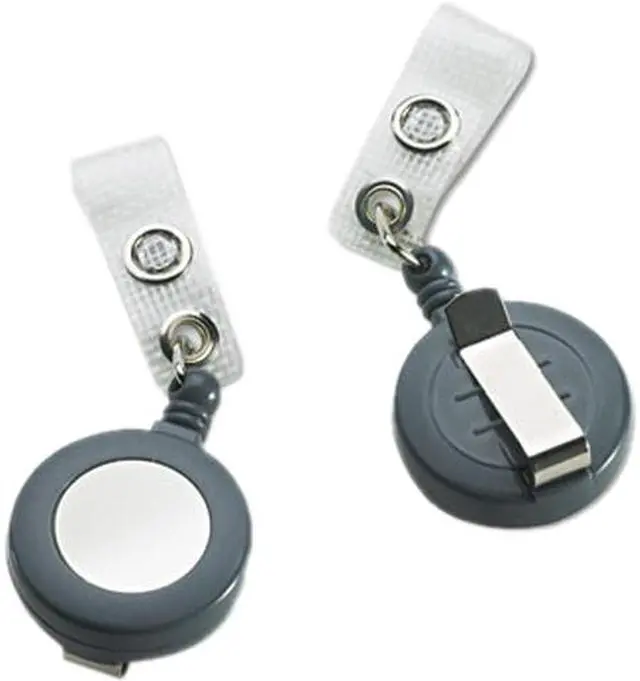 Main image of Badgemates Plastic Retractable Name Badge Reel, 23" Extension, Gray, 25/Box