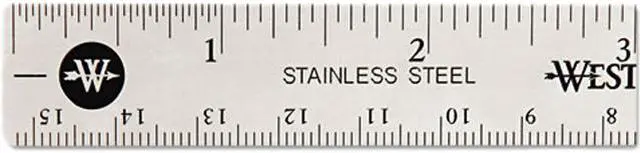 Main image of Westcott 10414 Stainless Steel Ruler w/Cork Back and Hang Hole, 6", Silver