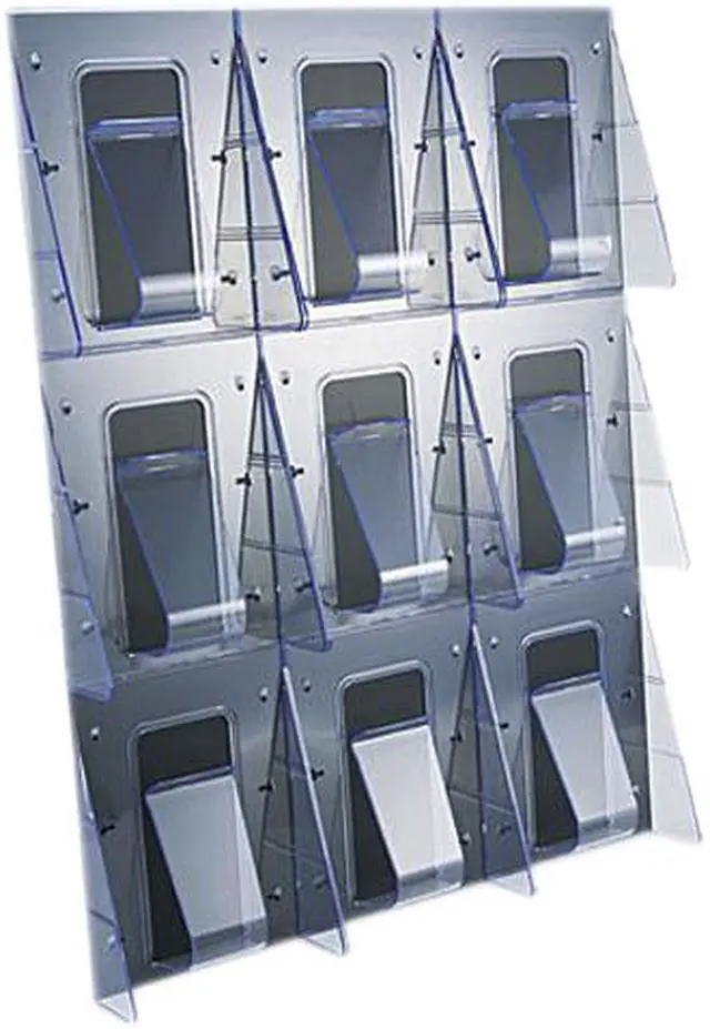 Main image of Multi-Pocket Wall-Mount Literature Systems, 27-3/8w x 2-7/8d x 35-1/4h, Clear/BK