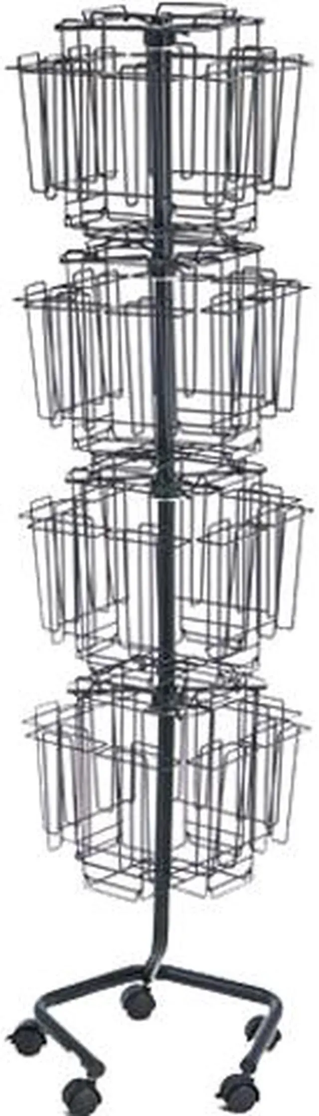 Main image of Wire Rotary Display Racks, 32 Compartments, 15w x 15d x 60h, Charcoal