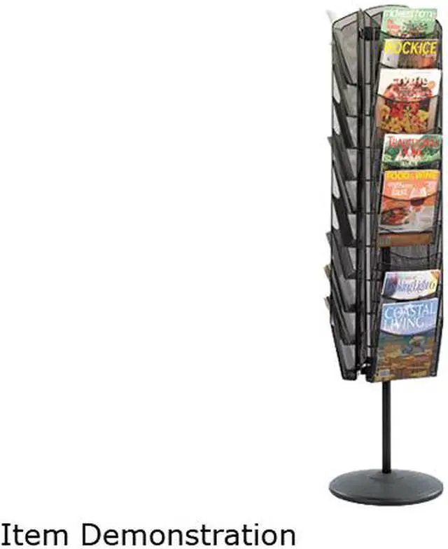 Main image of Onyx Mesh Rotating Magazine Display, 30 Compartments, 16-1/2w x 66h, Black