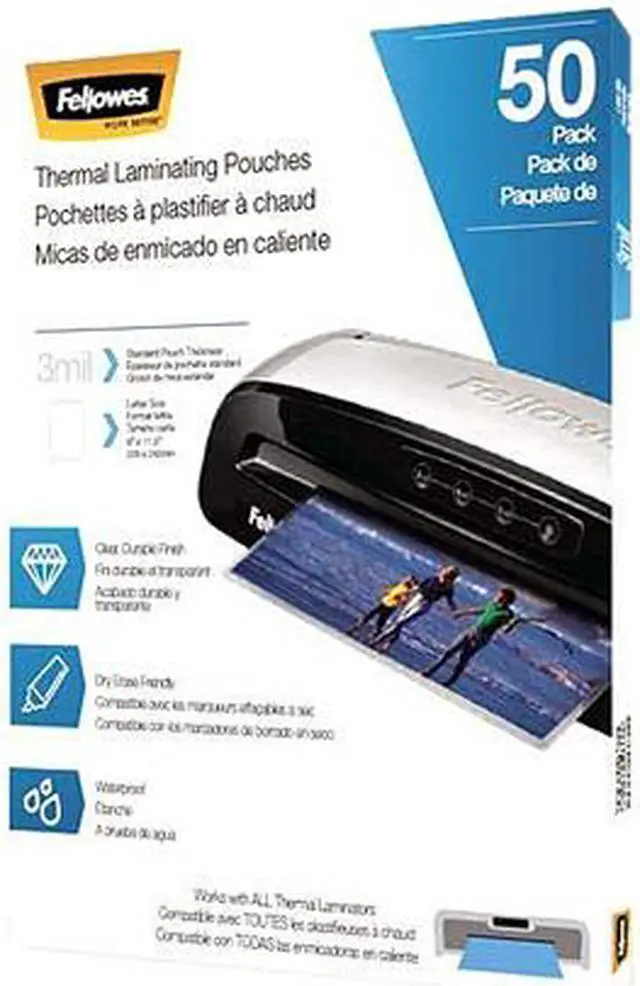 Alt view image 2 of 2 - 5744301 Fellowes Thermal Laminating Pouches, 3 mil, 9" x 11.5", Matte Clear, 50 / Pack