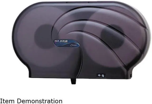 Main image of San Jamar R4090TBK Oceans Twin 9" JBT Toilet Tissue Dispenser, 19 x 5 1/4 x 12, Black Pearl
