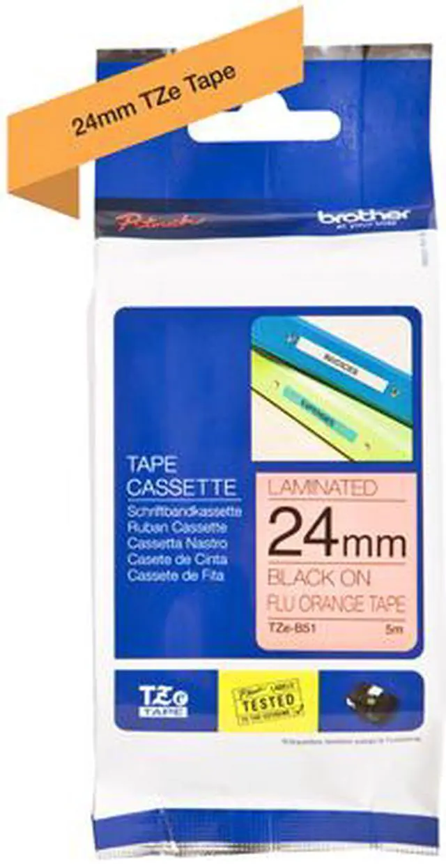 Alt view image 2 of 2 - Brother TZe-B51 Label Tape 0.94" Width x 16.40 ft Length - 1 Roll - Direct Thermal - Fluorescent Orange