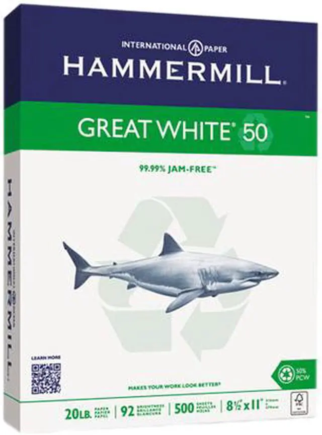 Alt view image 2 of 2 - Hammermill 86780 Great White Copy Paper, 5000 Sheets Per Unit