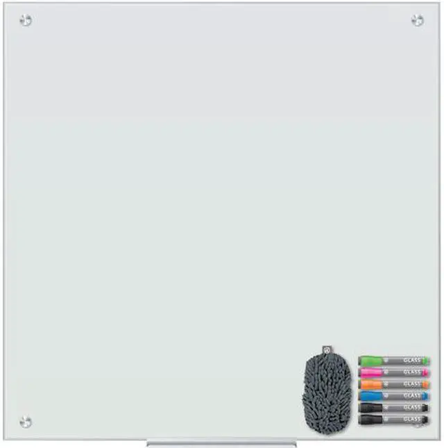 Main image of U Brands 3971U00-01 Magnetic Glass Dry Erase Board Value Pack, 36" x 36", White