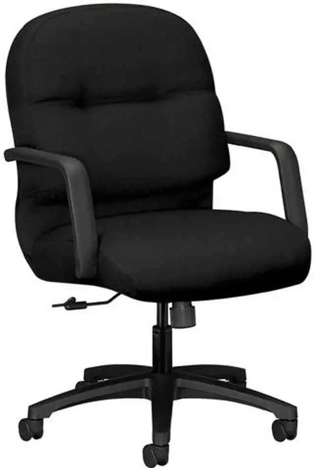 Main image of HON H2092.H.CU10.T Pillow-Soft 2090 Series Managerial Mid-Back Swivel/Tilt Chair, Supports up to 300 lbs., Black Seat/Black Back, Black Base