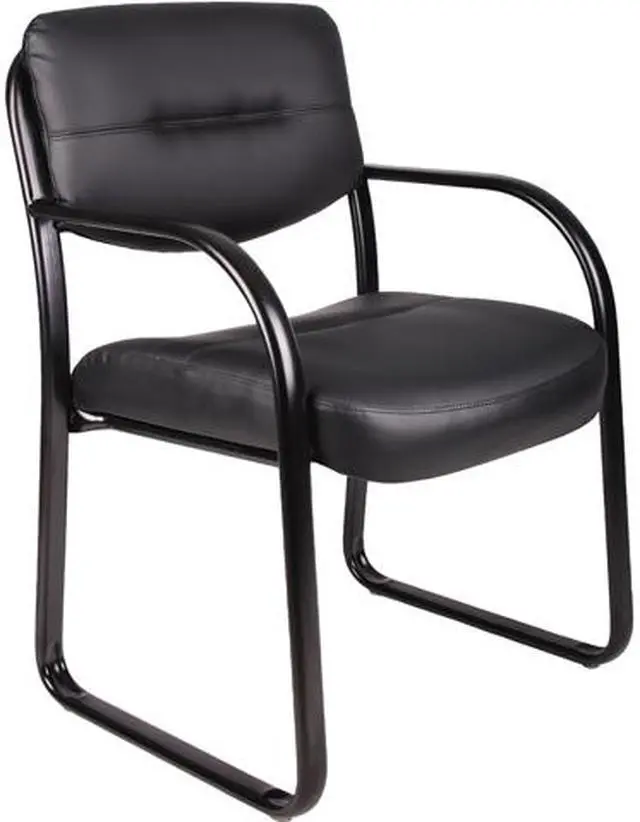 Main image of BOSS Leather Sled Base Side Chair W/ Arms (B9529)
