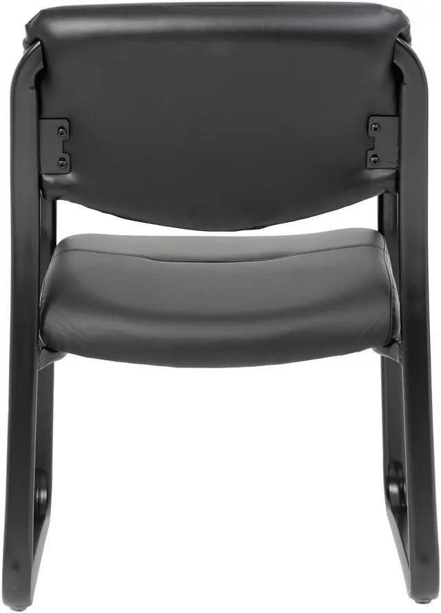 Alt view image 4 of 10 - BOSS Leather Sled Base Side Chair W/ Arms (B9529)