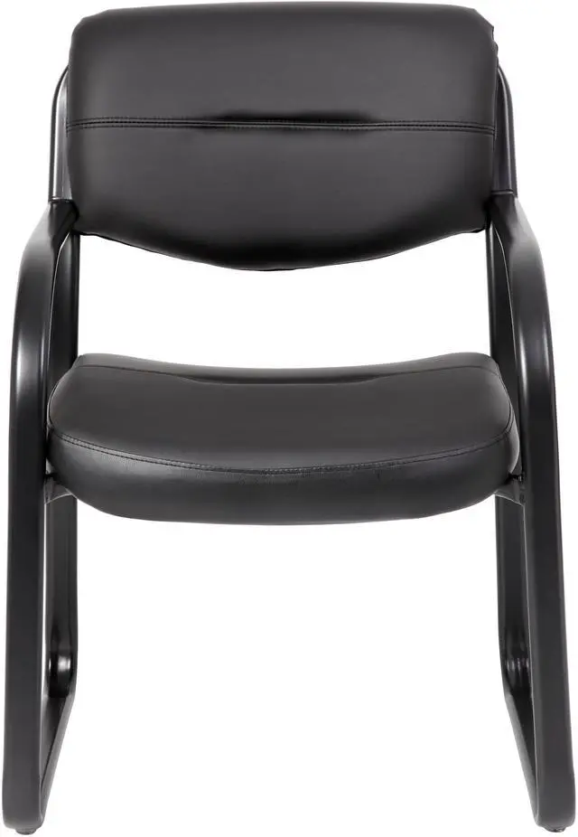 Alt view image 7 of 10 - BOSS Leather Sled Base Side Chair W/ Arms (B9529)