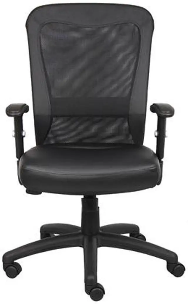 Alt view image 4 of 6 - Boss Office Products B580 The Web Back And Leather Plus Seat with Web Tension Knob 1 Unit Task Chair - Black