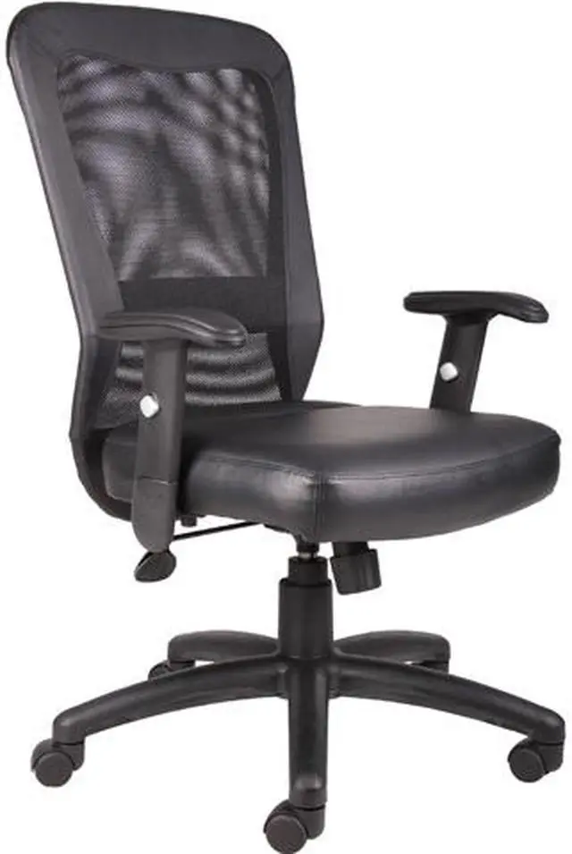 Alt view image 2 of 6 - Boss Office Products B580 The Web Back And Leather Plus Seat with Web Tension Knob 1 Unit Task Chair - Black