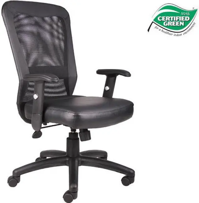 Main image of Boss Office Products B580 The Web Back And Leather Plus Seat with Web Tension Knob 1 Unit Task Chair - Black