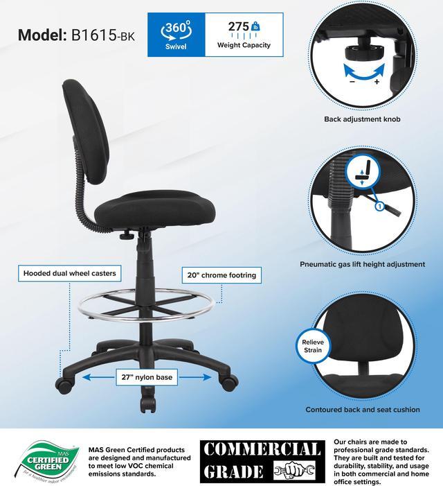 Alt view image 2 of 2 - BOSS Office Products B1615-BK Drafting & Medical Stools