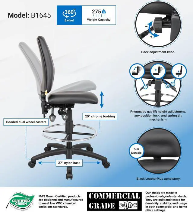 Alt view image 2 of 2 - BOSS Office Products B1645 Drafting & Medical Stools