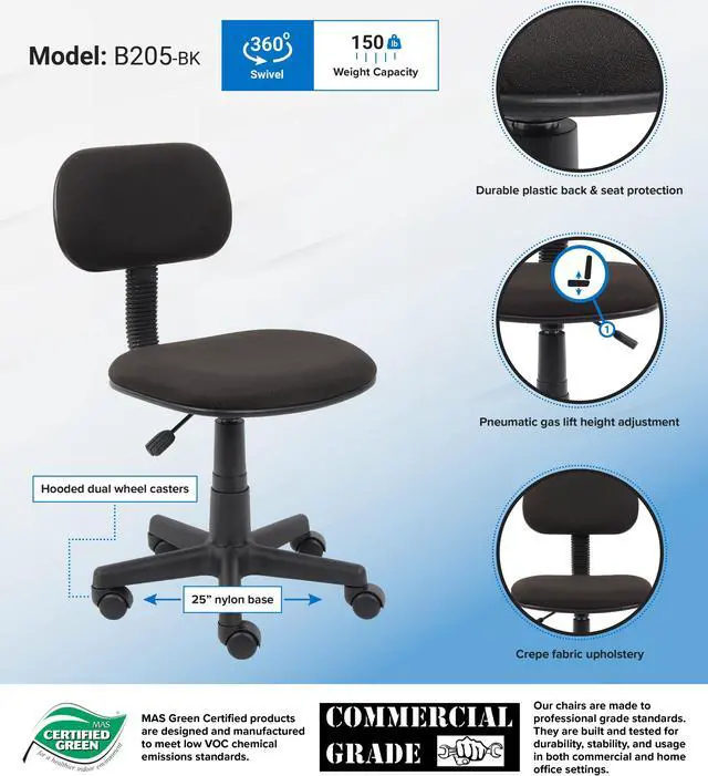 Alt view image 5 of 5 - BOSS Office Products B205-BK Task Chairs