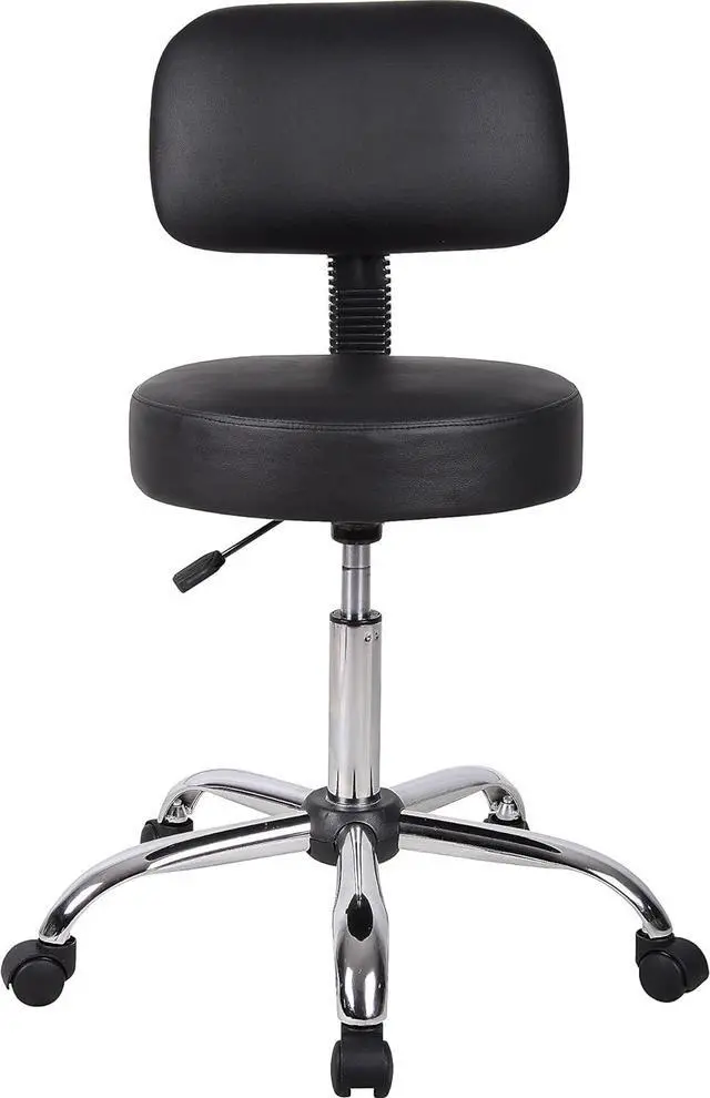 Alt view image 4 of 11 - BOSS Black Be Well Medical Spa Professional Adjustable Stool with Back Cushion (B245-BK)