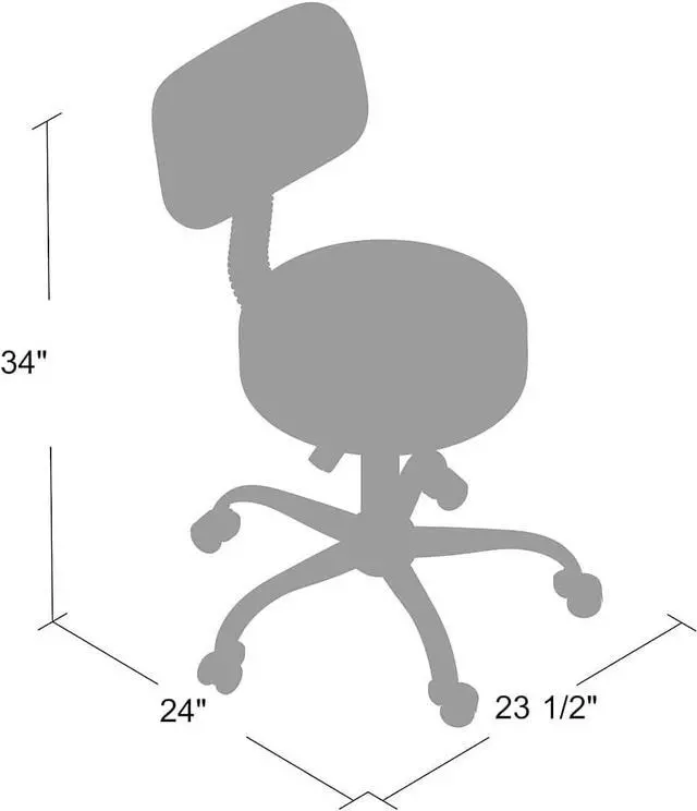 Alt view image 5 of 11 - BOSS Black Be Well Medical Spa Professional Adjustable Stool with Back Cushion (B245-BK)