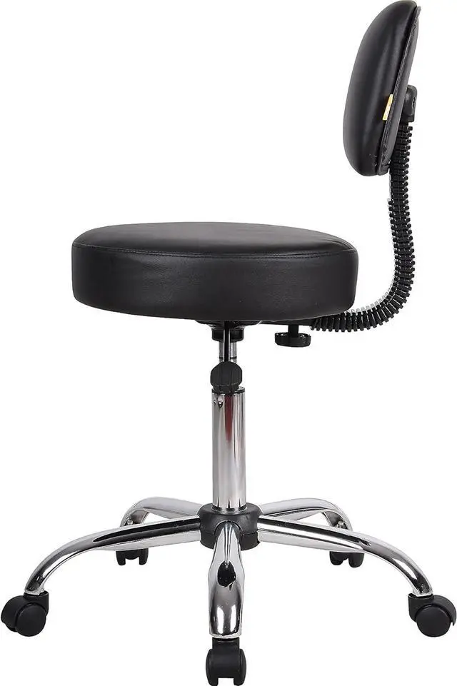 Alt view image 6 of 11 - BOSS Black Be Well Medical Spa Professional Adjustable Stool with Back Cushion (B245-BK)