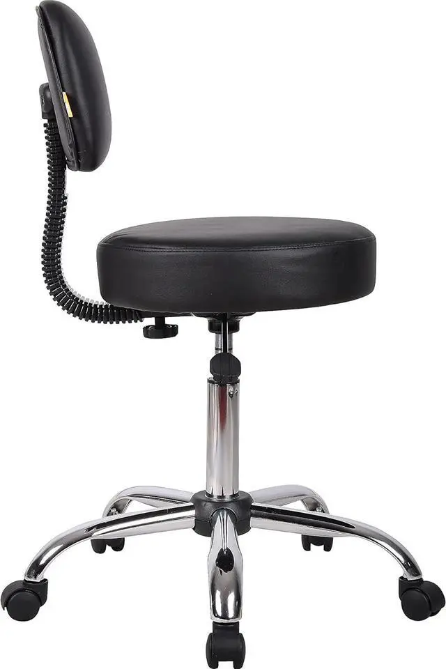Alt view image 7 of 11 - BOSS Black Be Well Medical Spa Professional Adjustable Stool with Back Cushion (B245-BK)