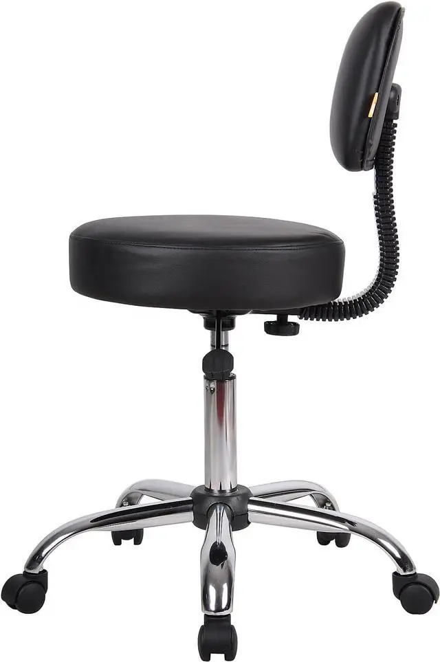 Alt view image 8 of 11 - BOSS Black Be Well Medical Spa Professional Adjustable Stool with Back Cushion (B245-BK)
